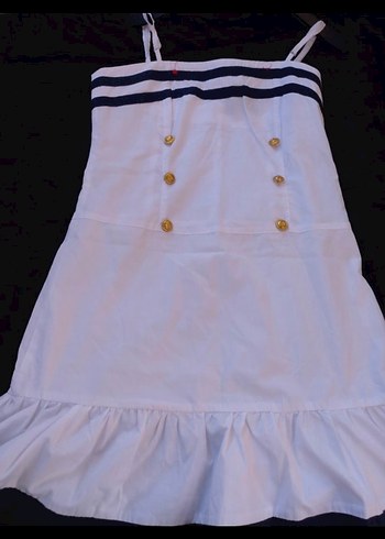 Beyaz Fırfırlı Mini Pamuklu Elbise - Görsel 3