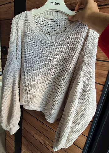 Beyaz Örgü Kadın Mini Kazak - Görsel 7