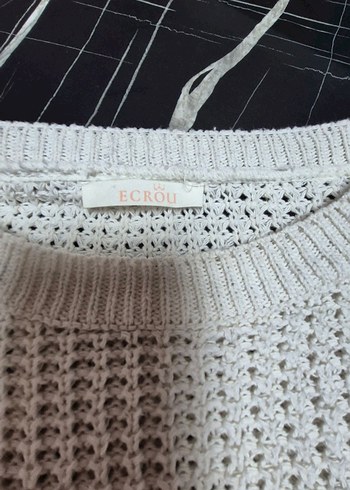 Beyaz Örgü Kadın Mini Kazak - Görsel 5