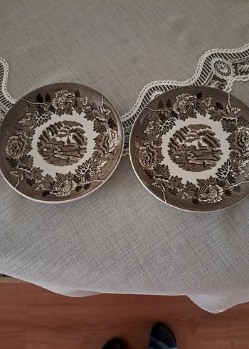 Kahverengi Desenli Porselen tabak.Çap 12.5 cm. - Görsel 2