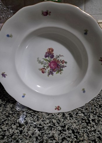 100 yıllık tavus kuşu ve çiçek desenli antika tabak. - Görsel 5