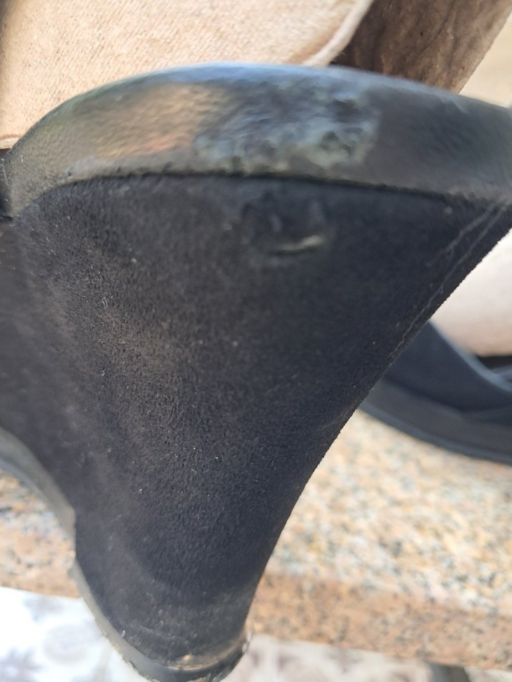 Siyah Süet Bağcıklı Dolgu Topuklu Kadın Ayakkabı - Görsel 4