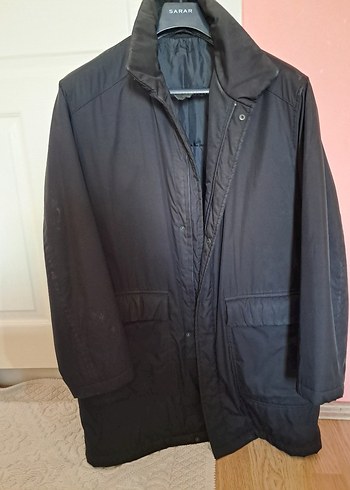 Siyah Erkek Midi Boy Düğmeli Kaban - Görsel 3