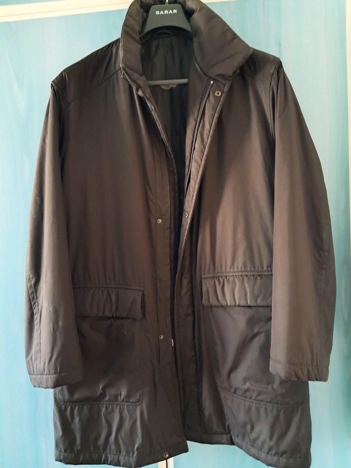 Siyah Erkek Midi Boy Düğmeli Kaban - Görsel 2