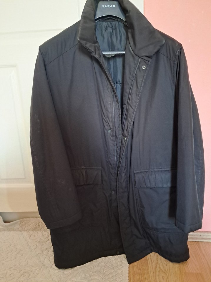 Siyah Erkek Midi Boy Düğmeli Kaban - Görsel 3