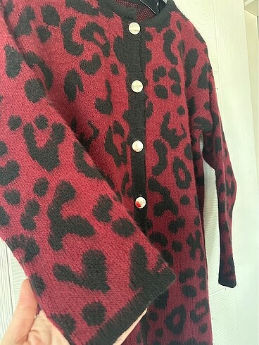 diğer Beden bordo Renk Bordo / Kırmızı Leopar Hırka