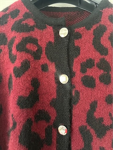 diğer Beden Bordo / Kırmızı Leopar Hırka