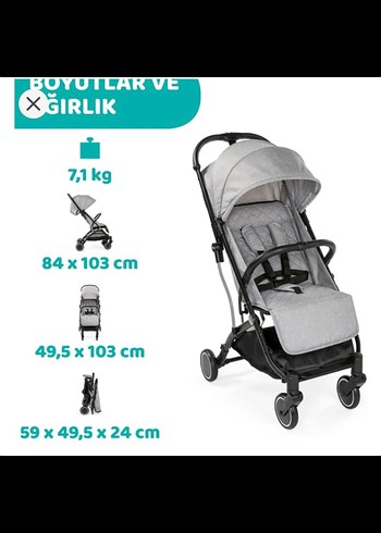 Gri Bebek Arabası Katlanabilir ve Rahat - Görsel 3