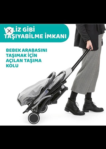 Chicco Gri Bebek Arabası Katlanabilir ve Rahat