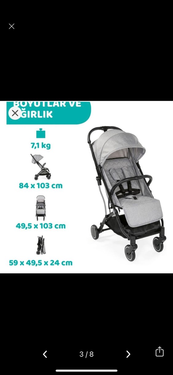 Gri Bebek Arabası Katlanabilir ve Rahat - Görsel 3