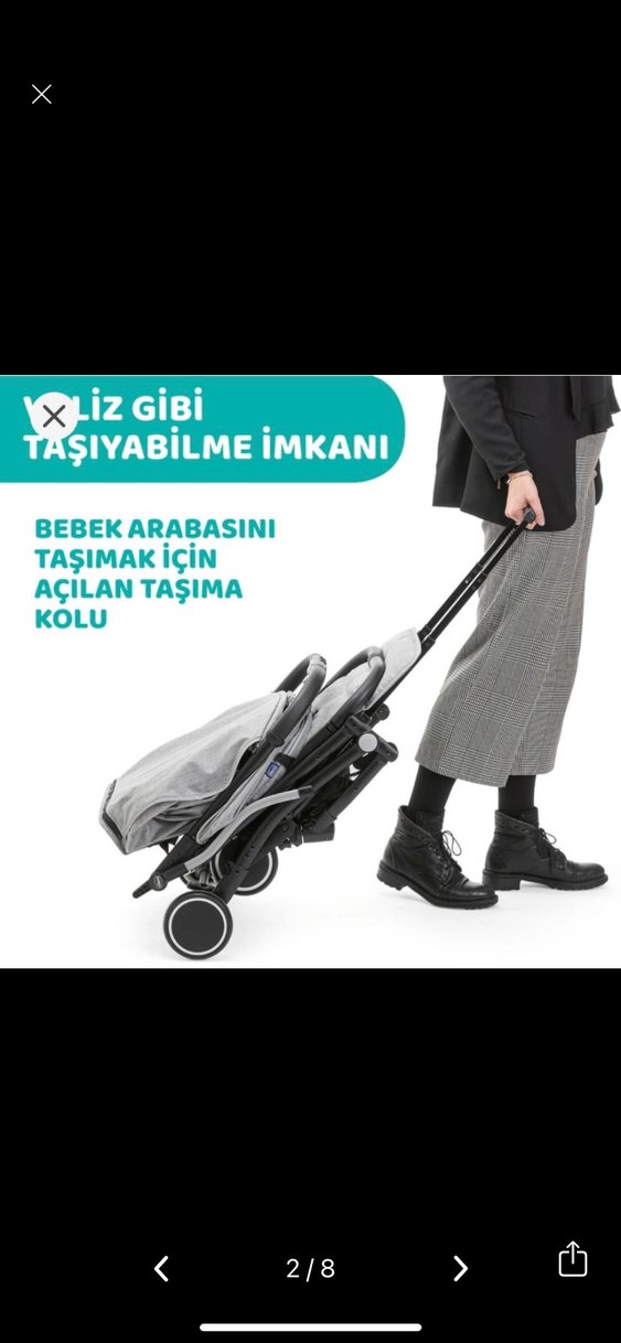Gri Bebek Arabası Katlanabilir ve Rahat - Görsel 2