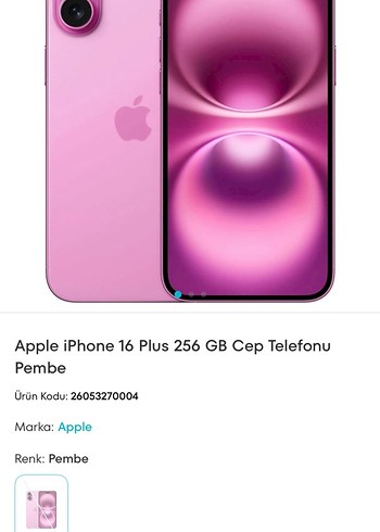 Apple iPhone 16 Plus 256 GB Pembe