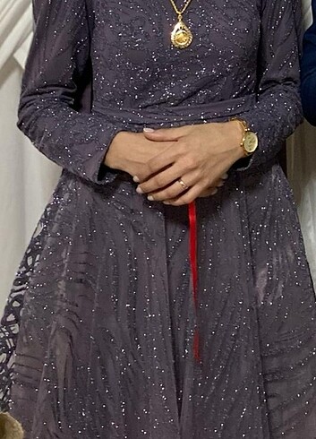 Pınar Şems Tesettür nişanlık tesettür abiye lila elbise