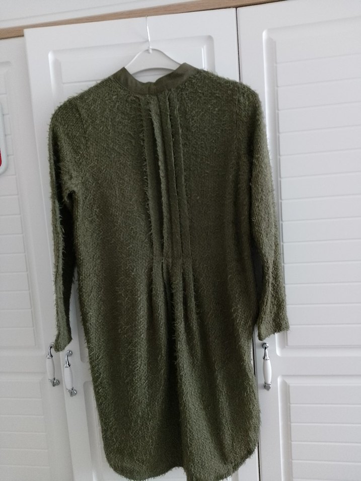 Düğmeli Kadın Hırka Midi Boy Yün Kumaş - Görsel 5