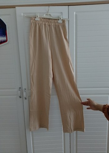 Bej Midi Keten Rahat takım elbise - Görsel 4