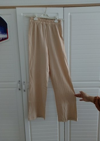 Bej Midi Keten Rahat takım elbise - Görsel 2