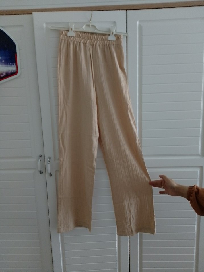 Bej Midi Keten Rahat takım elbise - Görsel 4