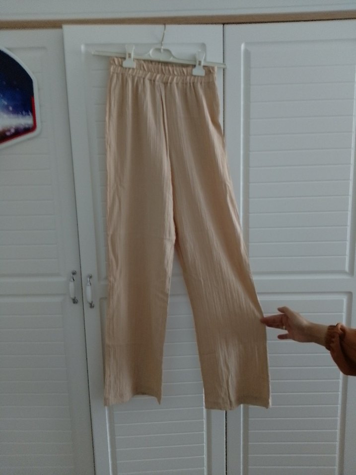 Bej Midi Keten Rahat takım elbise - Görsel 2