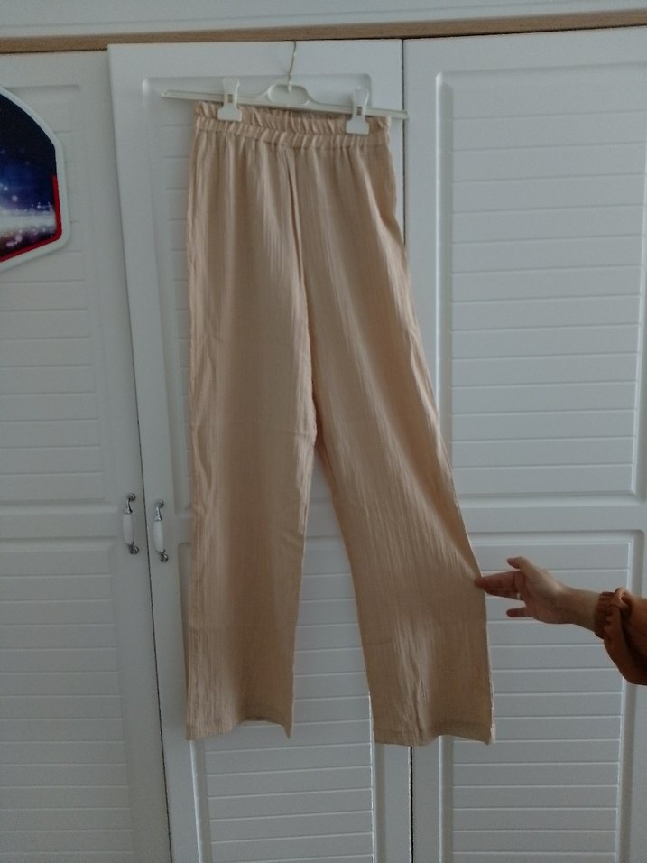 Bej Midi Keten Rahat takım elbise - Görsel 3