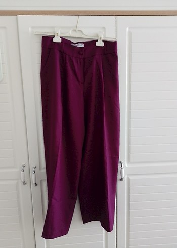 Mor Pilili Kadın Kumaş Pantolon - Görsel 3