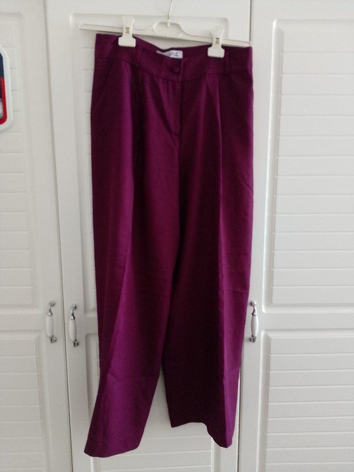 Mor Pilili Kadın Kumaş Pantolon - Görsel 2