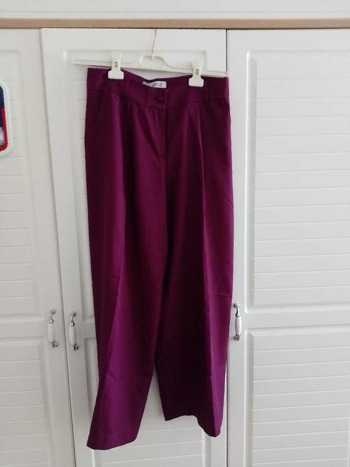 Mor Pilili Kadın Kumaş Pantolon - Görsel 3