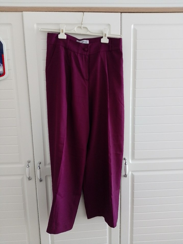 Mor Pilili Kadın Kumaş Pantolon - Görsel 4