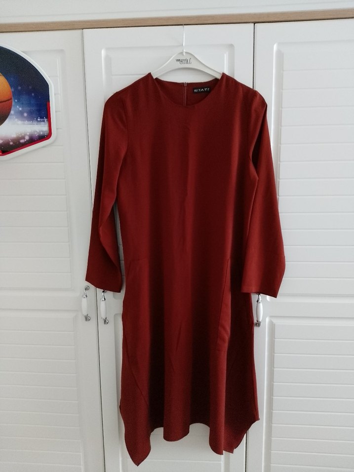 kiremit uzun Kollu Salaş Kadın Tunik - Görsel 3