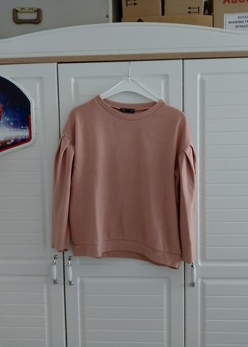 Bej Kadın Salaş Uzun Kollu Sweatshirt - Görsel 4