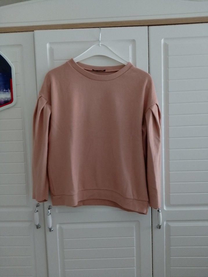 Bej Kadın Salaş Uzun Kollu Sweatshirt - Görsel 2