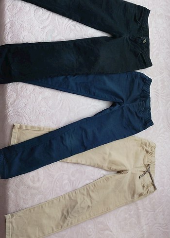 Çocuk Siyah lacivert bej kanvas Pantolon - Görsel 5