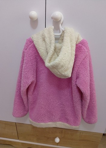 Düğmeli Kapüşonlu Pembe çocuk Mont - Görsel 2