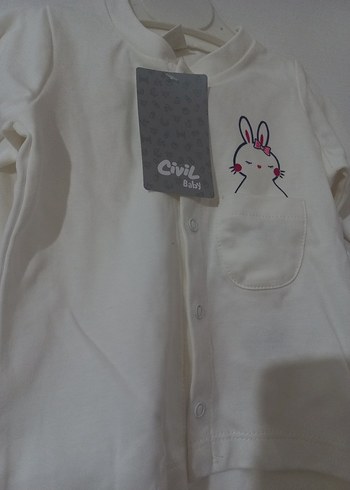 Civil Uzun Kollu Ekru Renk Baskılı Bebek Kız Takımı pijama