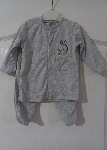 Gri Uzun Kollu Bebek Kız pijama