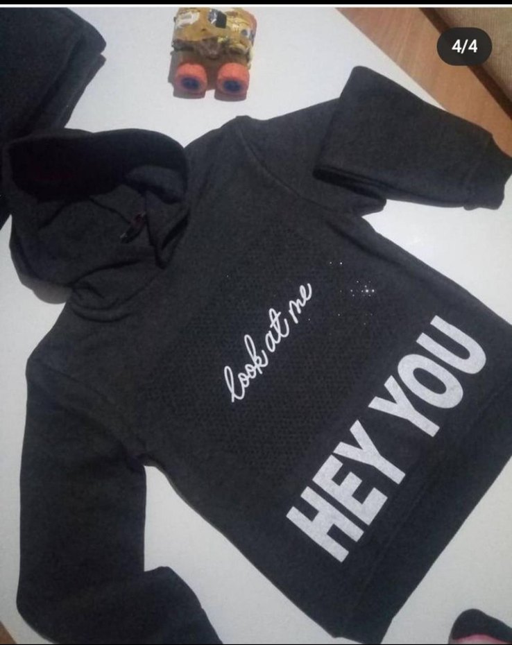 Siyah Kapüşonlu cepli Kız Çocuk Sweatshirt - Görsel 2