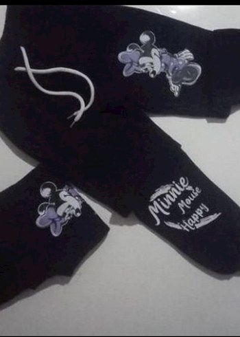 Kız Çocuk Siyah Minnie Mouse Baskılı Eşofman Altı - Görsel 3