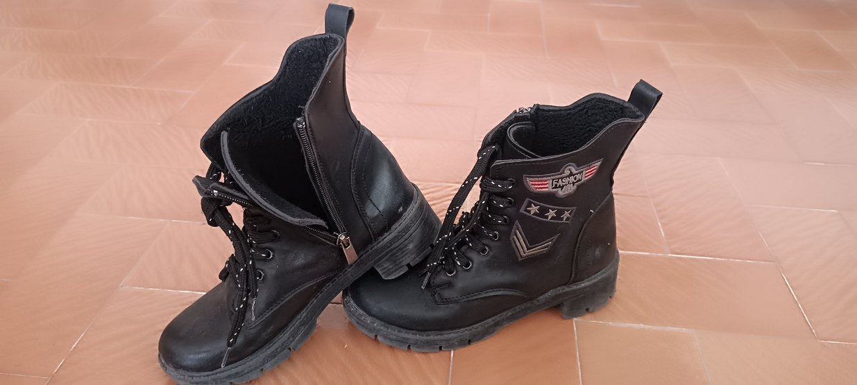 Siyah Deri Biker Botlar Yüksek Topuklu - Görsel 4