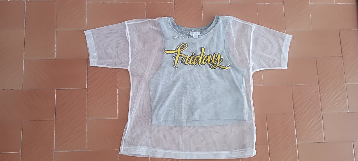 Kız Çocuk  krop file Tişört - Görsel 2