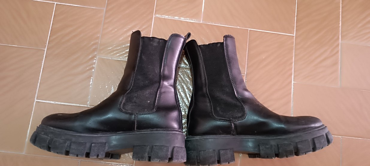 Siyah Platform Topuklu LastikliBot - Görsel 5