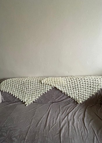 Kadın Beyaz Dantel Örgü Bohem Şal - Görsel 2