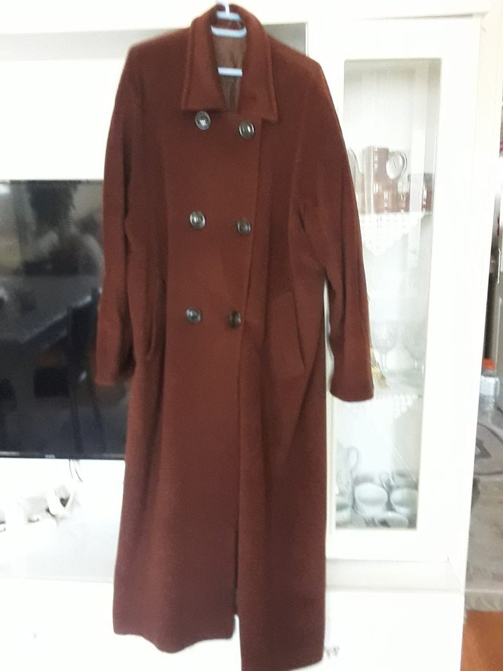 Kahverengi Süet Kadın Uzun Düğmeli Kaban - Görsel 2