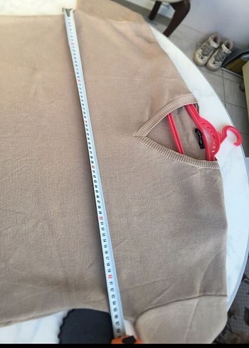 xxl Beden camel Renk Bej V Yakalı Kadın Salaş Kazak