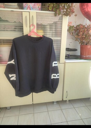 Siyah Baskılı Oversize Sweatshirt