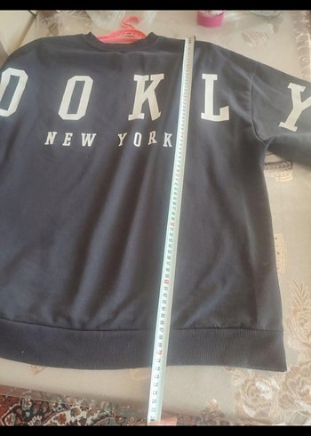 44 Beden siyah Renk Siyah Baskılı Oversize Sweatshirt