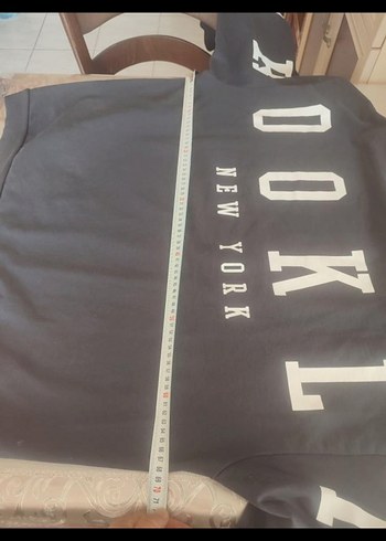 44 Beden Siyah Baskılı Oversize Sweatshirt