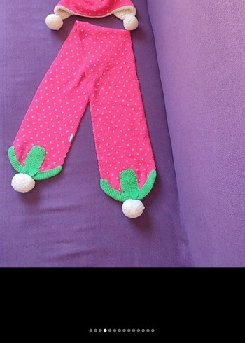 2-3 Yaş, 20 cm Beden Renkli Nakışlı Çocuk Bere, Atkı ve Eldiven Seti