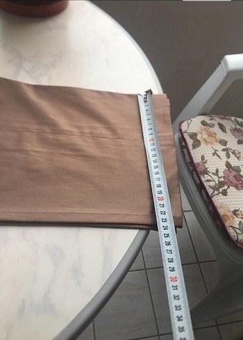 48 Beden ten rengi Renk Bej Düğmeli Kadın Midi Kumaş Pantolon