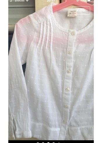 Kız Çocuk Beyaz Pamuklu Düğmeli Gömlek - Görsel 4