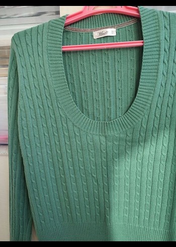 Yeşil Bisiklet Yaka Örgü Kadın Kazak - Görsel 6