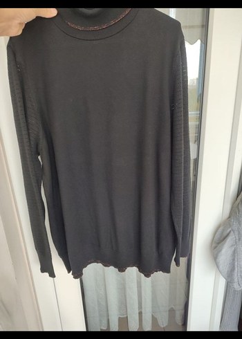 Kadın Siyah Boğazlı Triko Kazak - Görsel 8